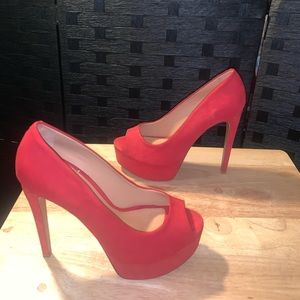 Schutz Red Peep Toe Heels Size 8B